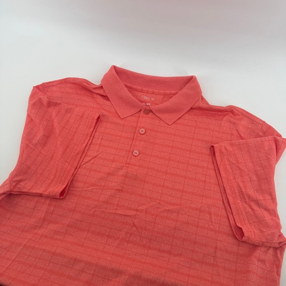 Haggar Cool 18 Pro Performance Golf Polo Shirt Coral Plaid XL Men Casual - Picture 1 of 9